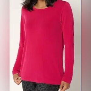 New Susan Graver Modern Essentials Liquid Knit Crew Neck Top Rose size 3X